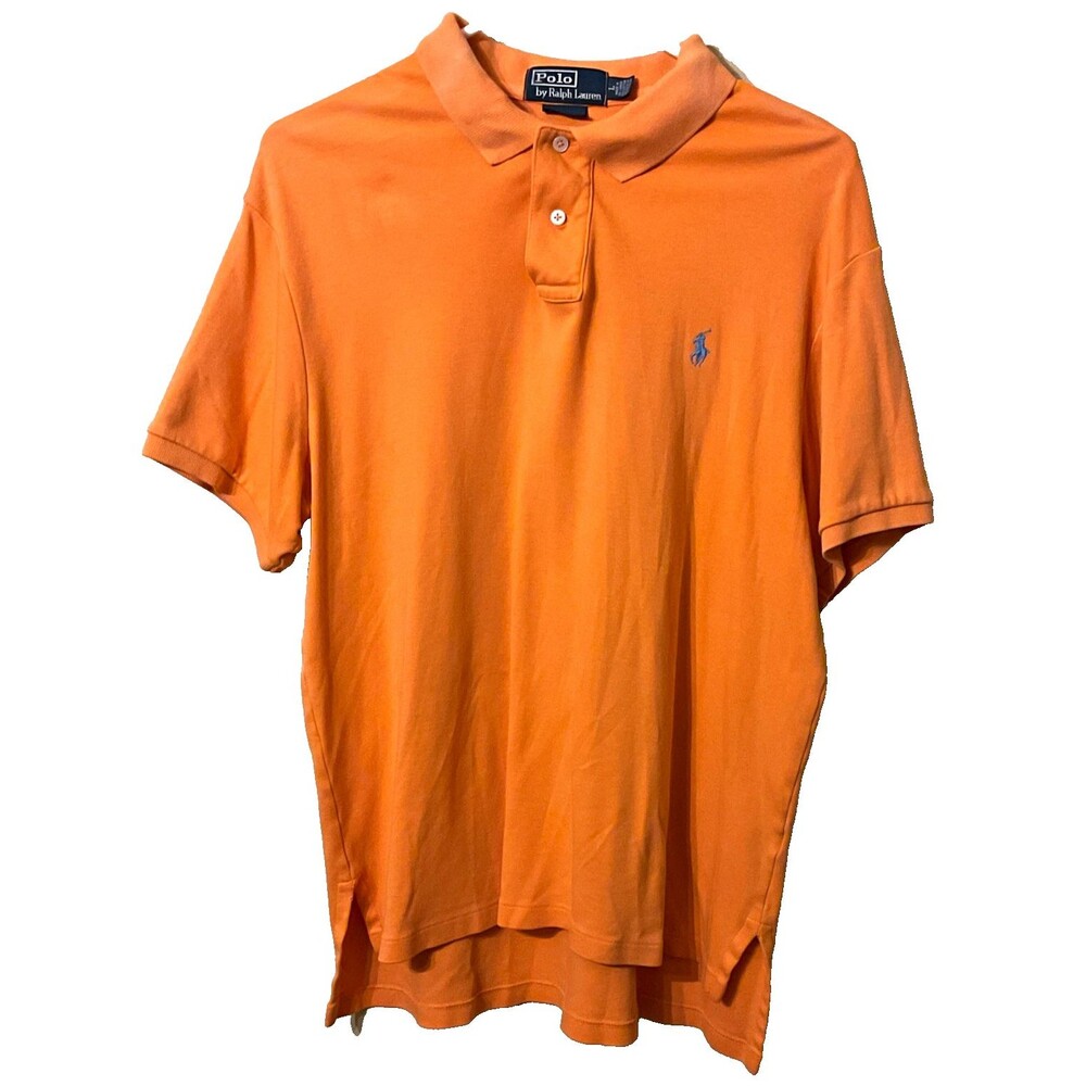 Polo Ralph Lauren Orange Custom Fit Short Sleeve Polo Shirt Men’s Size L Cotton